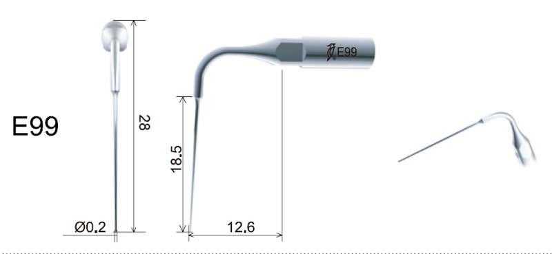 Endo 3 Tip: E99 (High-Power) Taper 2%, Titanium Alloy, length 18.5mm - Qty 1