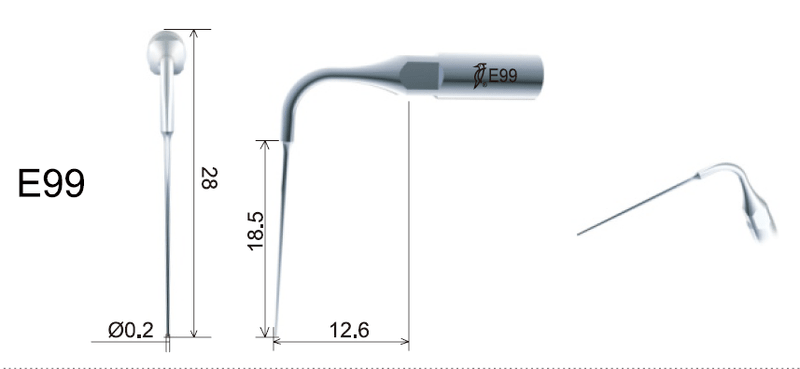 Endo 3 Tip: E99 (High-Power) Taper 2%, Titanium Alloy, length 18.5mm - Qty 1 - Woodpecker - GoldenDent