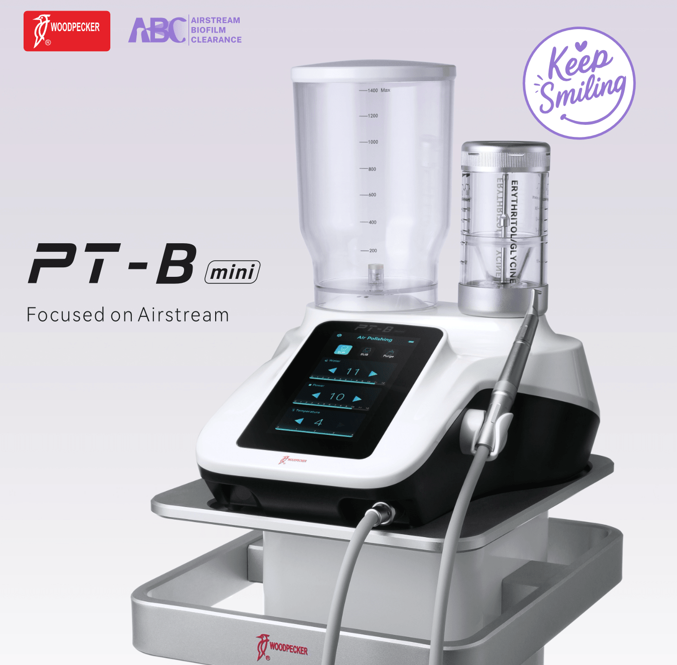 Woodpecker PT-B Mini — Airstream Biofilm Clearance (ABC) technology graphic - Woodpecker - GoldenDent