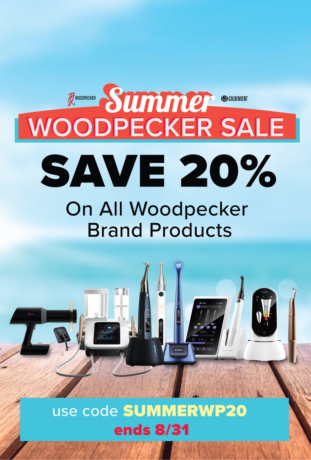 GoldenDent Woodpecker Summer Sale August 2026 Save 20% - GoldenDent