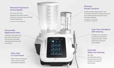 Woodpecker PT-B Mini Desktop Dental Air Polisher - Heated Water & Wireless Foot Pedal