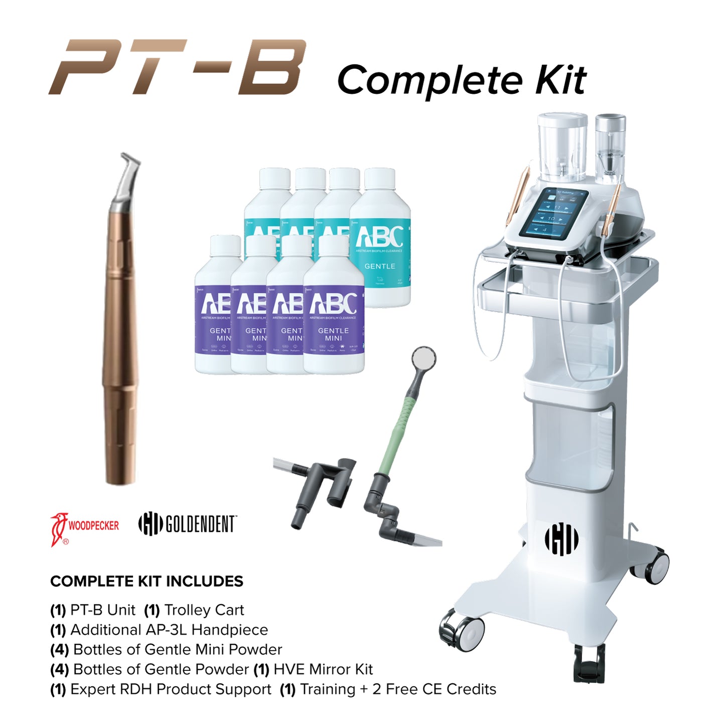 Woodpecker PT-B Desktop Air Polisher & Ultrasonic Scaler Combo Unit