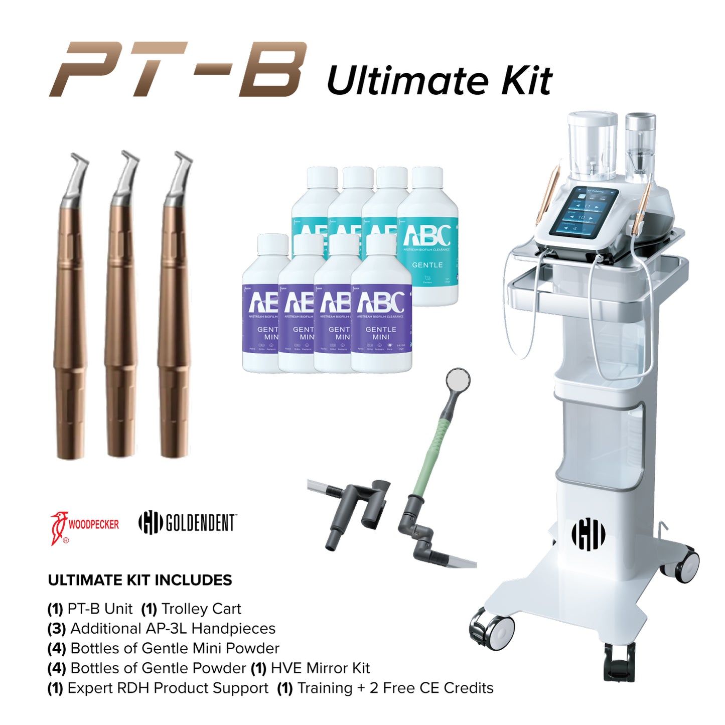Woodpecker PT-B Desktop Air Polisher & Ultrasonic Scaler Combo Unit