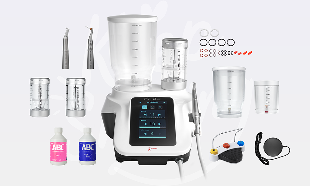 Woodpecker PT-B Mini Desktop Dental Air Polisher - Heated Water & Wireless Foot Pedal