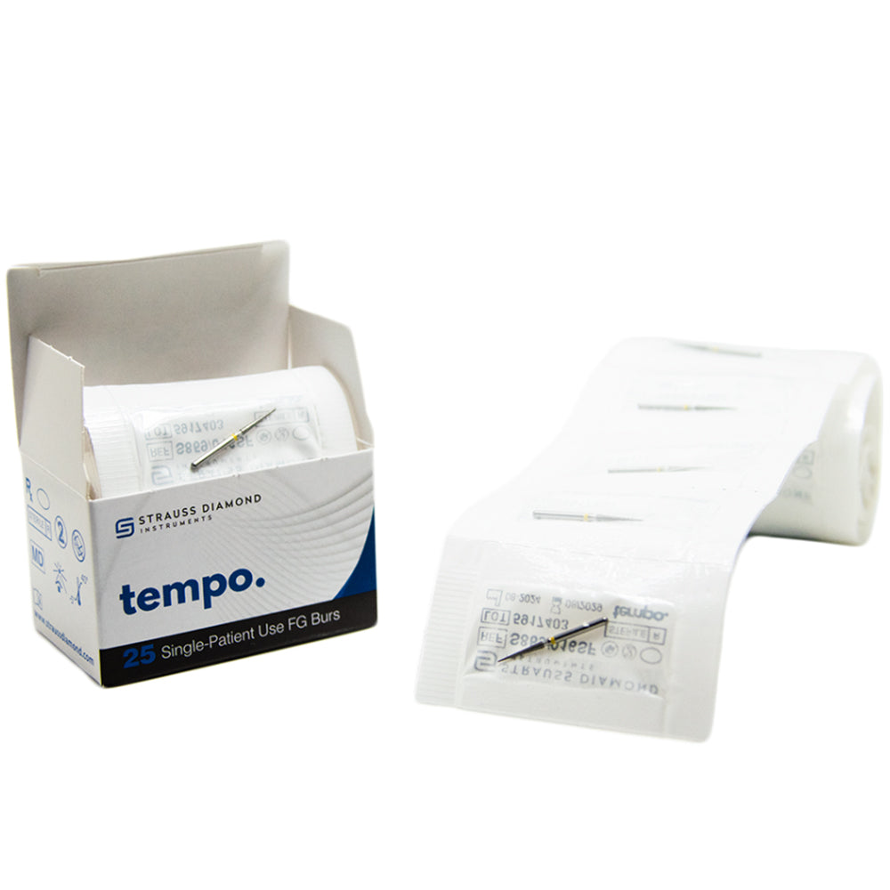 Tempo Single Use Diamond Burs - Barrel Shape Qty 25